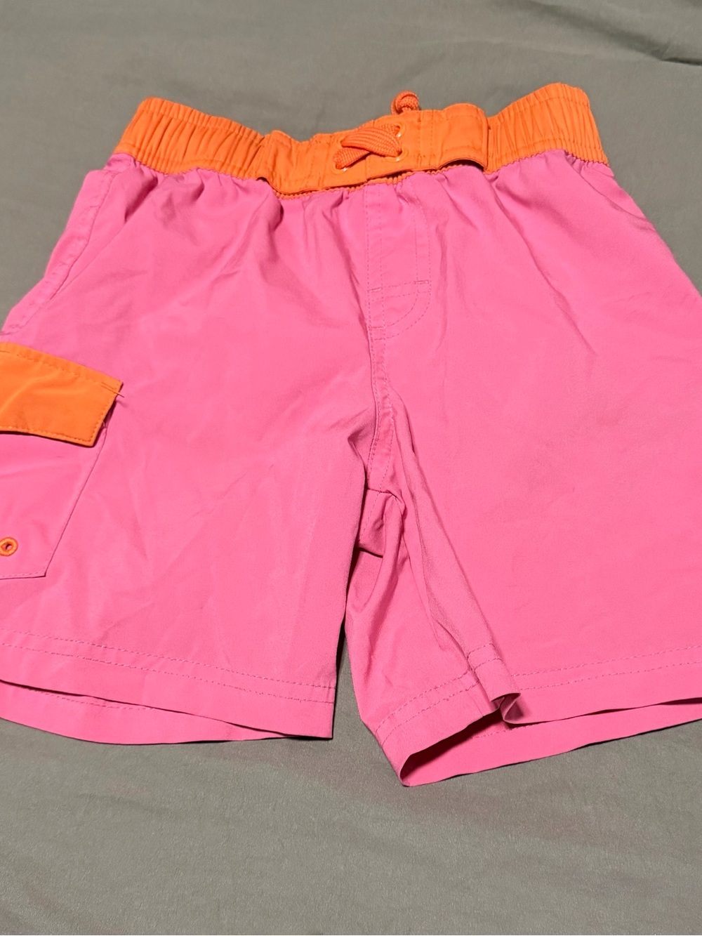 Kids Pink and Orange Swim Trunks with Contrast Waistband